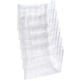 Exacompta Prospekthalter Wanddisplay A4 vertikal, 6 Fächer à 26 mm, montiert geliefert, Befestigung inkl., 25 Jahre Garantie