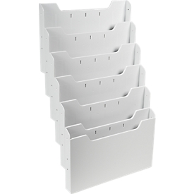 Exacompta Prospekthalter Wanddisplay horizontal, 6 A4 Fächer à 26 mm, erweiterbar per Clip, montiert, 25 Jahre Garantie   Fragen  Erklären