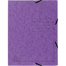 Exacompta Sammelmappe, DIN A4, mit Gummizug, 3 Klappen, beschriftbar, Colorspan-Karton, 355 g/m², violett