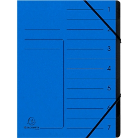 Exacompta sorteermap A4, elastieksluiting, karton, 7 vakken, blauw