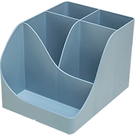 Exacompta Stifteköcher Pen Wave AutentiK, 4 unterschiedlich hohe + 1 niedriges Fach, Blauer Engel, B 120 x T 160 x H 110 mm, PS, blaugrau