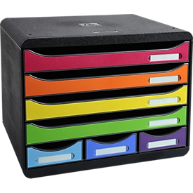 Exacompta STOREBOX Iderama regenboog, 7 open laden A4+ liggend, 27 cm diep, geruisloze uittrekelementen, veiligheidsstop, 25 jaar