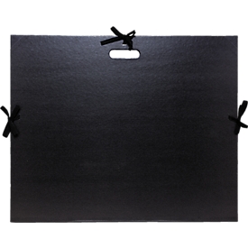 Exacompta tekenmap zwart voor 50x70 cm, met handvat, 3 riemsluitingen, stoffen rug tot 3 cm, verstevigde hoeken