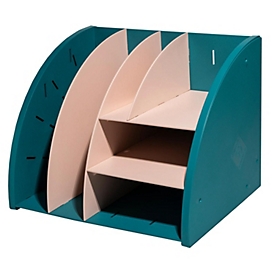 Exacompta The Organizer Bleu Pacifique/Nude, 4 compartiments (2x A5/2x A6), plastique recyclé, Ange Bleu, 25 ans de garantie