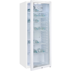 Exquisit Glastürkühlschrank GKS240-GT-160C Weiß 237 l, Umluft, 6 Ablagen, Türschloss, freistehend