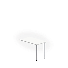 Extension table NEVADA, rectangular, W 1000 x D 600 x H 740 mm, round tube, white/aluminium silver