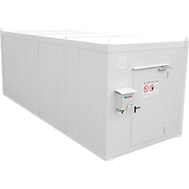 F-SAFE Container voor gevaarlijke stoffen F90 BLS 2436 DIBt, geïsoleerd, RAL 9002 grijs wit, B 3745 x D 2443 x H 2549 mm, opvangvolume 900 l