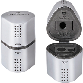 FABER-CASTELL Pencil sharpener with double reservoir Grip, light grey
