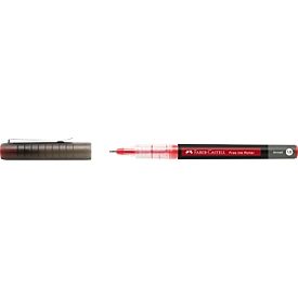 Faber Castell rollerbalpen Free Ink Broad, schrijfkleur rood, lijndikte 1,5 mm, met transparante houder en metalen clip, gerecycled kunststof, 1 stuk