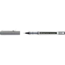 Faber Castell Tintenroller Free Ink Fine, Schreibfarbe schwarz, Strichstärke 0,7 mm, mit Sichtfester und Metallclip, Recycling-Kunststoff, 1 Stück