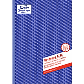 Factures AVERY® Zweckform, 1ère ou 2ème feuille imprimée n° 1734