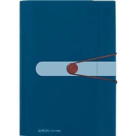 Fächermappe, A4, Recycling-PP-Folie, 12 Fächer + Visitenkarten-Tasche, dunkelblau