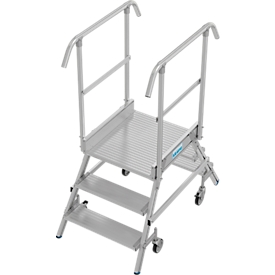 Fahrbare Podestleiter Krause Stabilo Professional, beidseitig begehbar, 2x3 Stufen, 600 x 700 mm Plattform, 2750 mm Arbeitshöhe