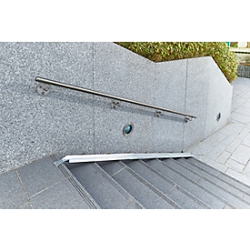 Fahrradrampe für Treppen, L 1190-3450 x B 125 mm, bis 30 kg, 3-tlg. Grundelement, Befestigungslaschen, Blech verzinkt