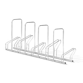 Fahrradständer Mottez, 2 Ebenen, für 5 Fahrräder mit Reifenbreite bis 55 mm, Diebstahlsicherungsbügel, B 480 x T 1930 x H 830 mm, Stahl, metallgrau