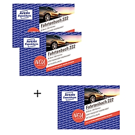 Fahrtenbuch AVERY® Zweckform 222-3P, Sonderaktion mit 3 x Fahrtenbuch 222, A6 Querformat, von Rechtsexperten geprüft, mit Ausfüllhilfe, FSC®-Papier