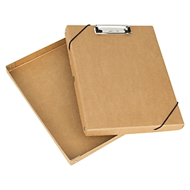 Falken ClipBox Pure Nature klembord, A4, voor 50 vel, rubberen sluitingen, etiketveld, FSC® boekbindkarton en metaal, natuurlijk bruin, 1 stuk