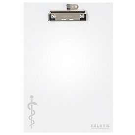 Falken klembord MediBoard, A4, voor 50 vel, design met Aesculapian staf, afveegbaar, waterafstotend, penhouder, FSC® karton/metaal, wit, 1 stuk