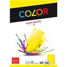 Farbiges Kopierpapier Elco switzerland Elco Color, DIN A4, 80 g/m², gelb, 1 Paket = 100 Blatt
