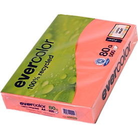 Farbiges Kopierpapier EVERCOLOR, DIN A4, 80 g/m², himbeerrot, 1 Paket = 500 Blatt