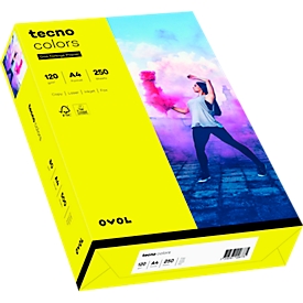 Farbiges Kopierpapier tecno colors, DIN A4, 120 g/m², gelb, 1 Paket = 250 Blatt