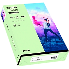 Farbiges Kopierpapier tecno colors, DIN A4, 80 g/m², hellgrün, 500 Blatt