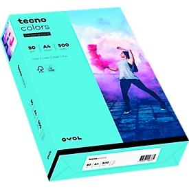Farbiges Kopierpapier tecno colors, DIN A4, 80 g/m², mittelblau, 500 Blatt