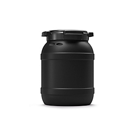 Fass, Volumen 6 l, leitfähig, mit Deckel, mit UN-Zertifizierung, wasserdicht, UV-beständig, stapelbar, L 198 x B 198 x H 265 mm, HDPE, schwarz