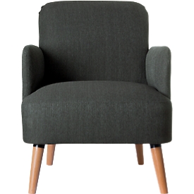 Fauteuil Brooks Paperflow - en bois massif - retro-design - rembourré - revêtement polyester - anthracite