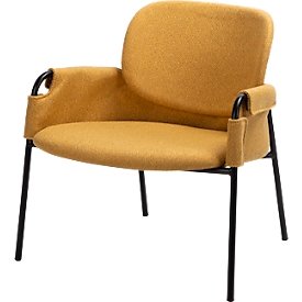 Fauteuil CLOTH Meet by Paperflow - 1 place - avec accoudoirs - l. 700 x P 535 x H 690 mm - tube d'acier noir - tissu polypropylène - jaune