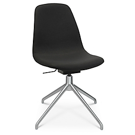 Fauteuil de conférence Topstar Sitness Life 1.1, pivotant/assis réglable en hauteur, sans accoudoirs, L 460 x P 390 x H 450-480 mm, piétement 4 branches, alu mat &amp; tissu, noir