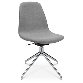 Fauteuil de conférence Topstar Sitness Life 1.1, pivotant/assis réglable en hauteur, sans accoudoirs, L 460 x P 390 x H 450-480 mm, piétement 4 branches, alu poli &amp; tissu, h.gris