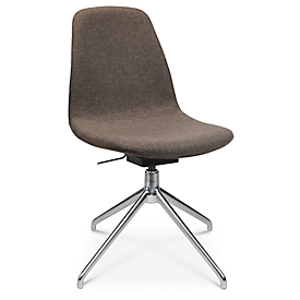 Fauteuil de conférence Topstar Sitness Life 1.1, pivotant/assis réglable en hauteur, sans accoudoirs, L 460 x P 390 x H 450-480 mm, piétement 4 branches, alu poli &amp; tissu, marron