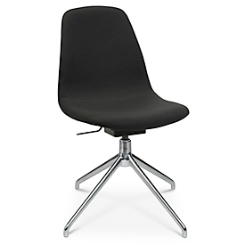 Fauteuil de conférence Topstar Sitness Life 1.1, pivotant/assis réglable en hauteur, sans accoudoirs, L 460 x P 390 x H 480-510 mm, piétement 4 branches, acier chromé &amp; tissu, noir
