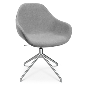 Fauteuil de conférence Topstar Sitness Life 2.0, pivotant/assis réglable en hauteur, accoudoirs, L 450 x P 390 x H 440-470 mm, piétement 4 branches, alu mat &amp; tissu, h.gris