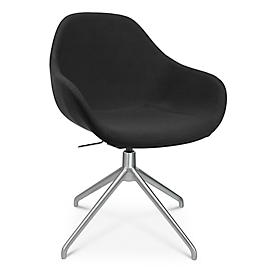Fauteuil de conférence Topstar Sitness Life 2.0, pivotant/assis réglable en hauteur, accoudoirs, L 450 x P 390 x H 440-470 mm, piétement 4 branches, alu mat &amp; tissu, noir