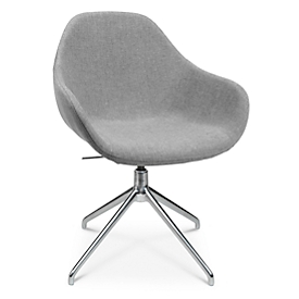 Fauteuil de conférence Topstar Sitness Life 2.0, pivotant/assis réglable en hauteur, accoudoirs, L 450 x P 390 x H 440-470 mm, piétement 4 branches, alu poli &amp; tissu, h.gris