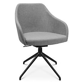 Fauteuil de conférence Topstar Sitness Life 2.1, pivotant/assis réglable en hauteur, accoudoirs, L 350-480 x P 460 x H 460-490 mm, piétement 4 pieds, alu noir mat &amp; tissu, h.gris