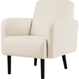 Fauteuil meet by Paperflow LISBOA desinfectiebestendige kunstlederen bekleding wit, voet zwart, B 710 x D 815 x H 830 mm