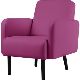 Fauteuil meet by Paperflow LISBOA, revêtement en similicuir lilas résistant aux désinfectants, piétement noir, L 710 x P 815 x H 830 mm