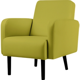 Fauteuil meet® by Paperflow LISBOA, revêtement en similicuir vert résistant aux désinfectants, piétement noir, L 710 x P 815 x H 830 mm