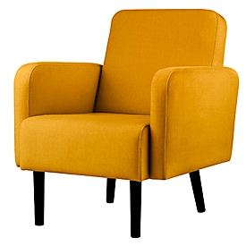 Fauteuil meet by Paperflow LISBOA, revêtement tissu safran, piétement noir, L 710 x P 815 x H 830 mm