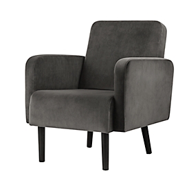 Fauteuil meet by Paperflow LISBOA revêtement velours anthracite, piétement noir, L 710 x P 815 x H 830 mm