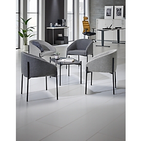 Fauteuil meet by Paperflow MILO, rembourré, L 470 x P 450 x H 450 mm, tissu et acier, gris/noir mat