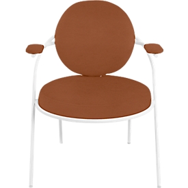 Fauteuil meet by Paperflow Saturne, avec accoudoirs, L 700 x P 730 x H 880 mm, tube d'acier, similicuir, blanc/rouille