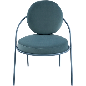 Fauteuil Meet by Paperflow Saturne, L 700 x P 730 x H 880 mm, velours, bleu/bleu