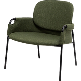 Fauteuil Paperflow CLOTH, polyurethaanschuim, tot 150 kg, staal & polyester, zwart & groen