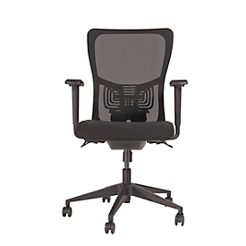 Fauteuil pivotant ATO 250 NEN, avec accoudoirs, mécanisme synchrone, assise plate, dossier résille, noir