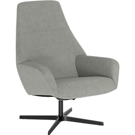 Fauteuil pivotant Barrique de Nowy Styl, avec accoudoirs, L 540 x P 515 x H 410 mm, revêtement en polyester/aluminium, vert sauge/noir