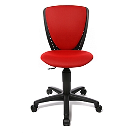 Fauteuil pivotant pour enfant Topstar High S'cool, sans accoudoirs, assise galbée, dossier en maille 3D, rouge/noir
